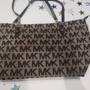 MK logo canvas tote bag